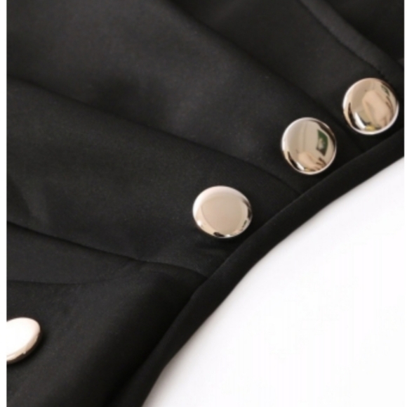 1 Large Left New Button Detail Black Midi Dress - Picture 7 of 7